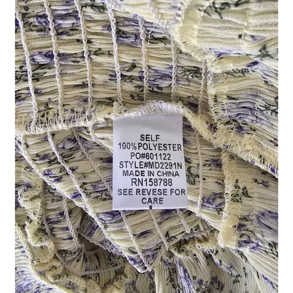 Mable Esme Sleeveless Tiered Ruffle Dress Women's L Yellow Purple Floral Midi - Picture 6 of 16